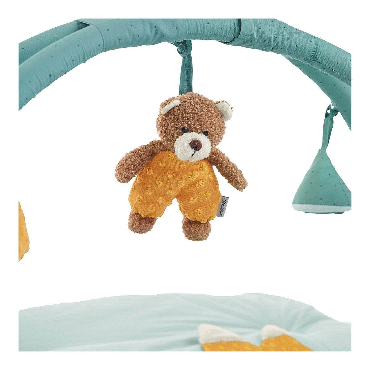 Babygym med teppe Bär Ben nærbilde av speilfolie på figur