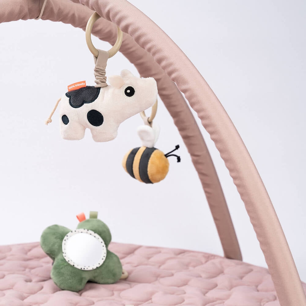 Babygym med lekematte Tiny Farm rosa bakside