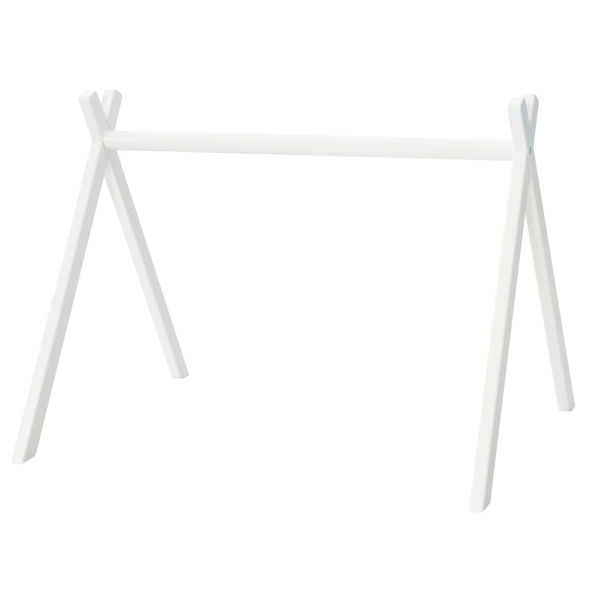 Detalj av hengeleker på Babygym i tre med hengeleker rosa 56x69 cm