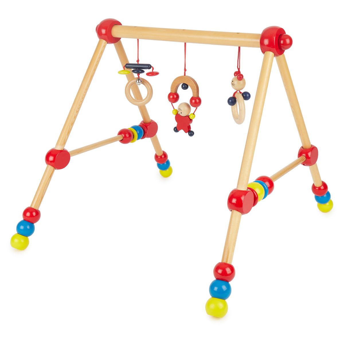 Babygym i tre med hoydejustering fra fodsel - Bieco forfra