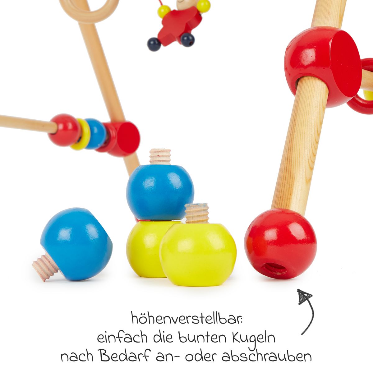 Babygym i tre med hoydejustering fra fodsel - Bieco bakside