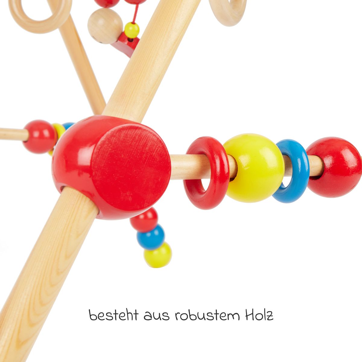 Babygym i tre med hoydejustering fra fodsel - Bieco montert i barnerom