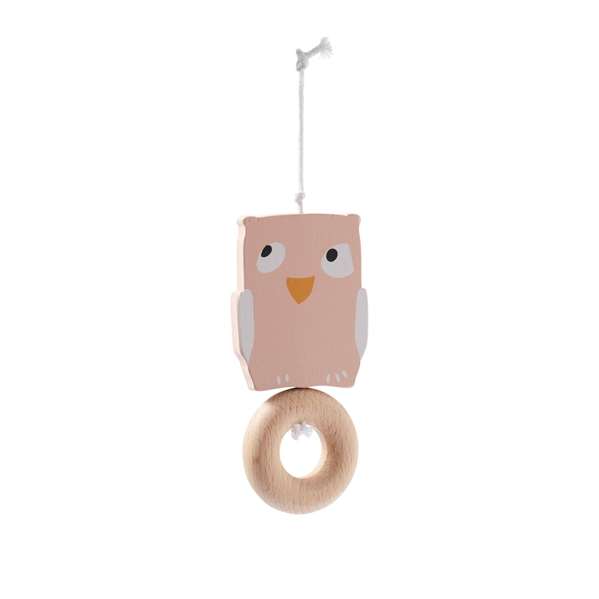 Babygymfigurer i tre Edvin 3-pack i bøk montert på babygym