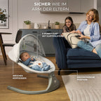 Babyhuske LUMI 2in1 fra fødsel til 9 kg med Bluetooth - Kinderkraft
