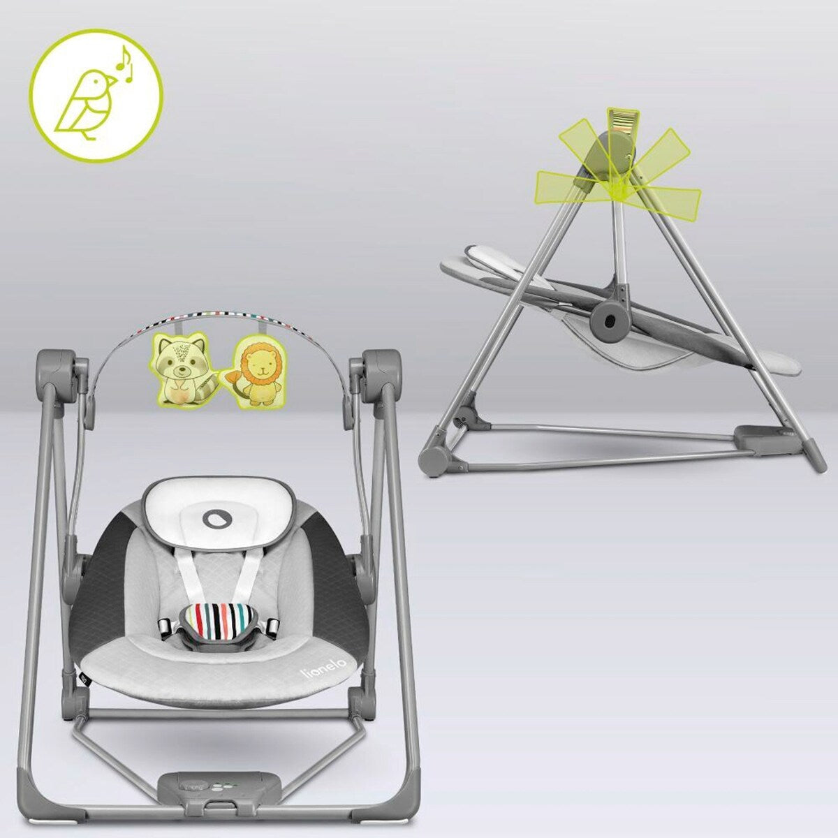 Babyhuske Otto med 5 hastigheter med puten