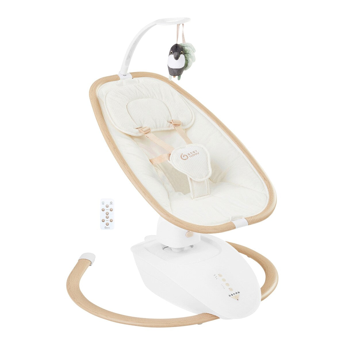 Babyhuske Swoon Hoop med 5 bevegelser og fjernkontroll forfra