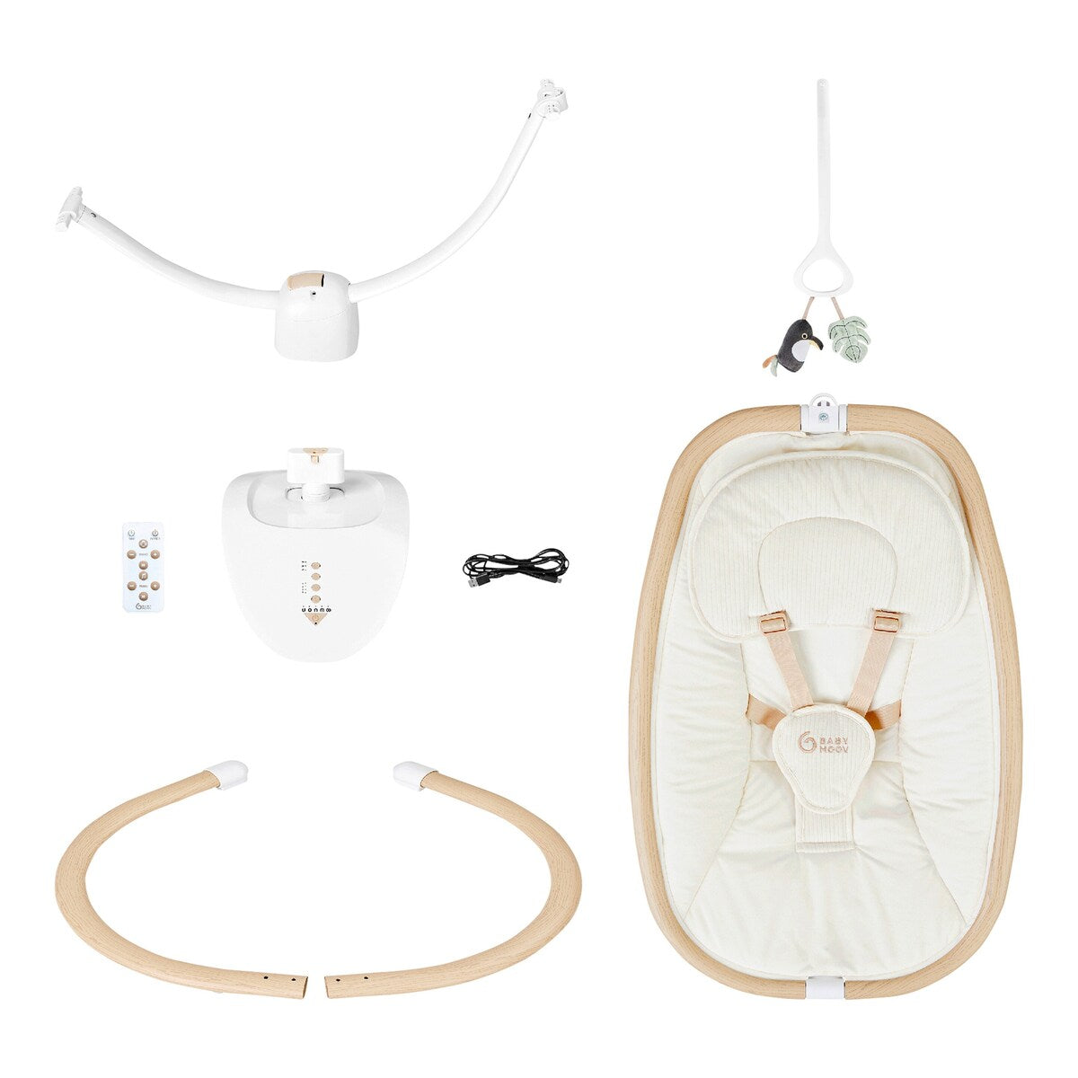 Babyhuske Swoon Hoop med 5 bevegelser og fjernkontroll bakside