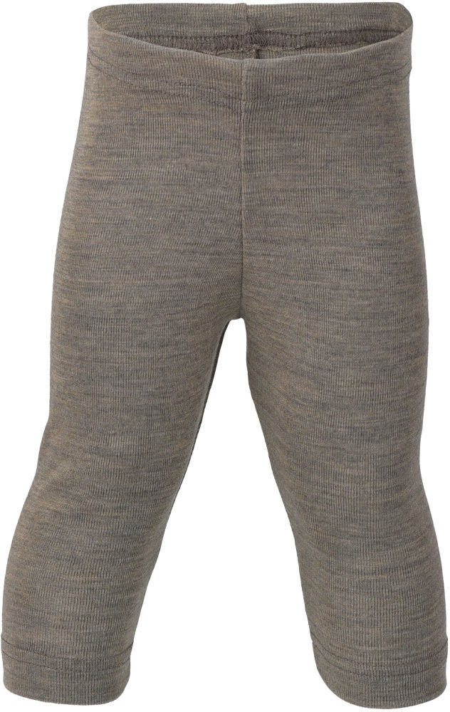Babyleggings i merinoull/silke GOTS str. 86/92 valnøtt Engel forfra