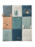 Babyleketeppe og lekegrindinnlegg MAGIC FOREST bomull forside med patchwork