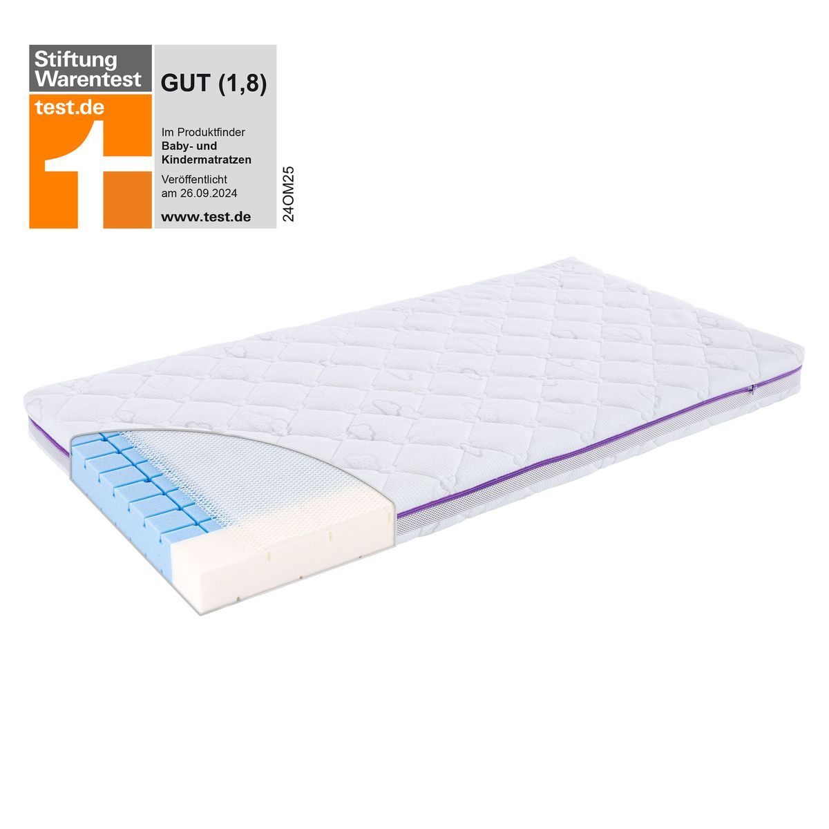 Babymadrass Brise 70 x 140 cm med TENCEL-trekk sett forfra