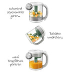Babymatkoker 4-i-1 med damping og mikser, grønn bakside