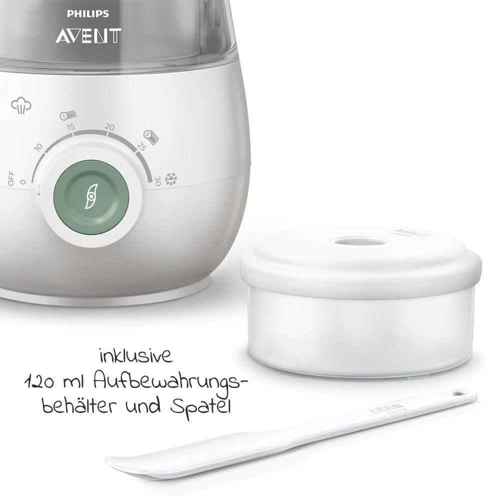 Babymatkoker 4-i-1 med damping og mikser, grønn med tilbehør