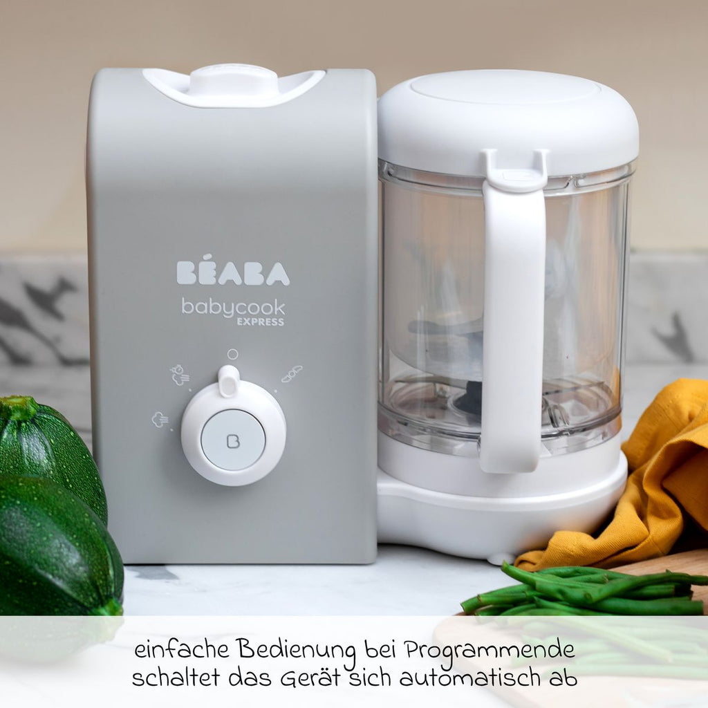 Babymatkoker Babycook Express 4-i-1 Velvet Grey i bruk med barnemat
