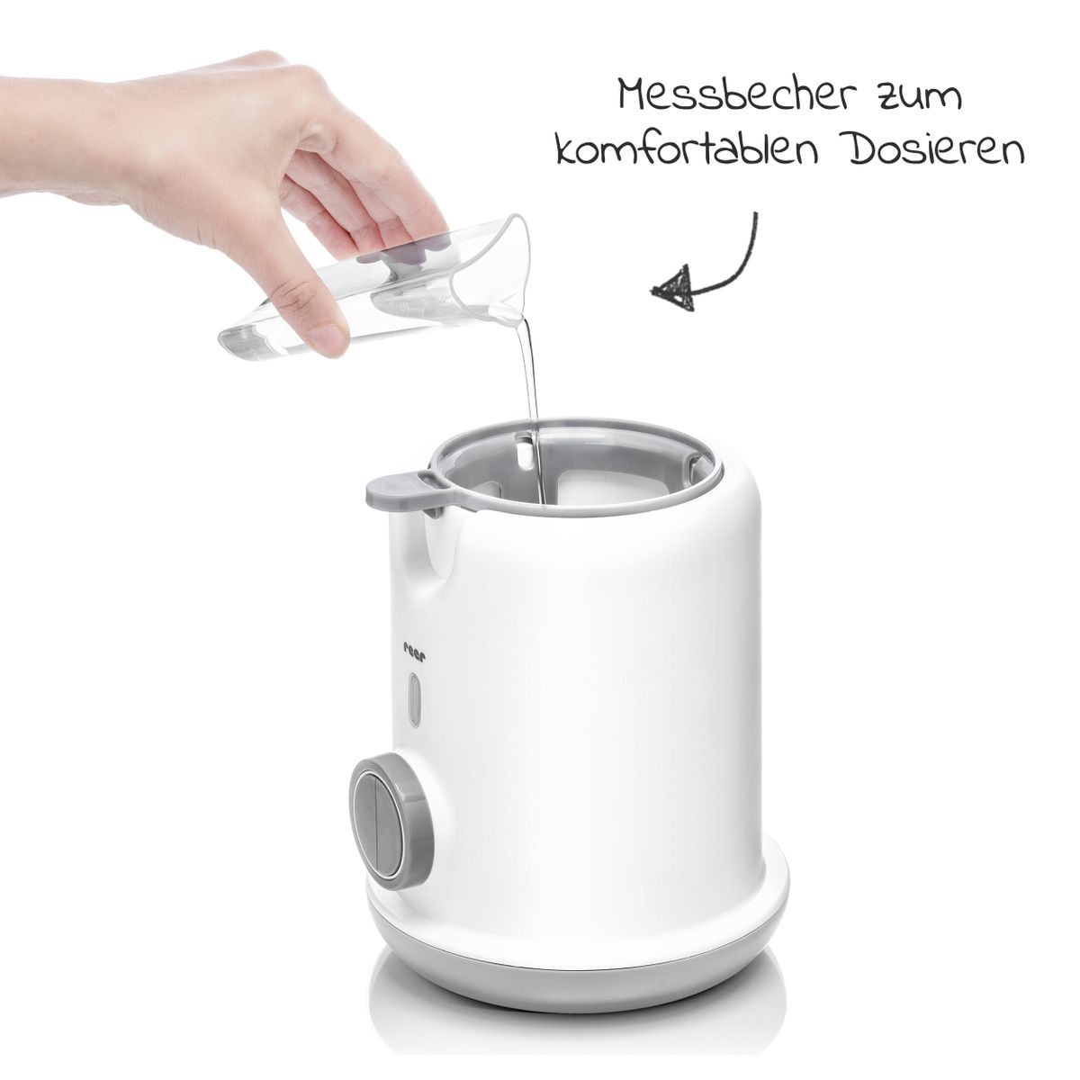 Nærbilde av kontrollpanel på Babymatvarmer TurboFood med dampteknikk