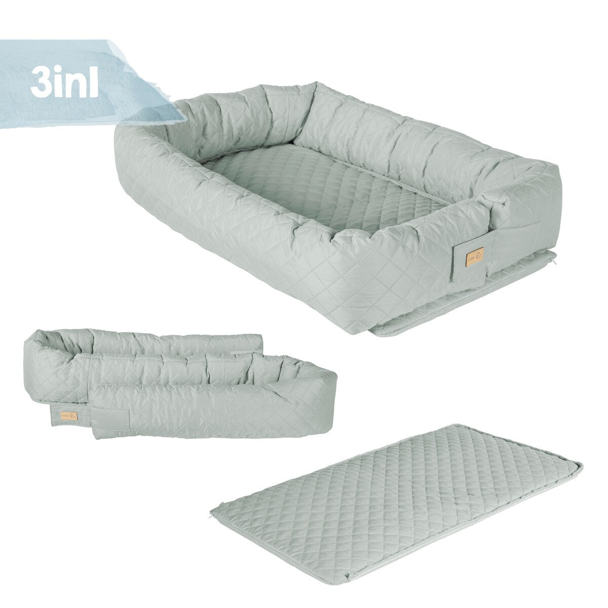 Babynest 3-i-1 Style Frosty green nærbilde polstring