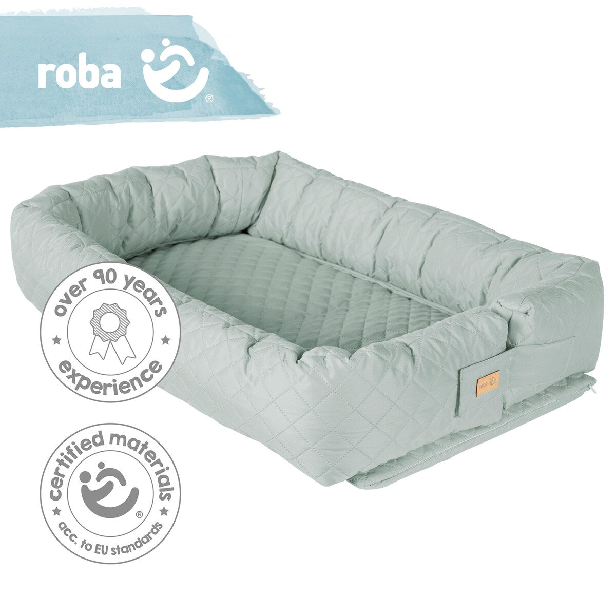 Babynest 3-i-1 Style Frosty green kant med klettlukking