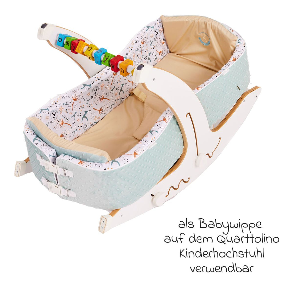 Detalj av kaldskummadrass i Babynest 4-i-1 med kaldskummadrass fra fødsel, blå/hvit