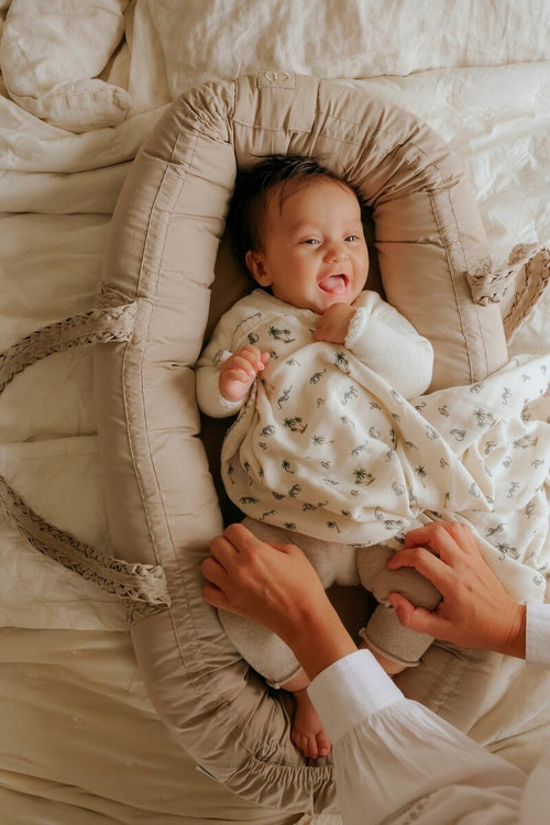 Babynest bærbart Tender Taupe 78x45 cm bomull detalj av bærestropper
