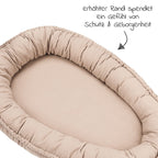 Babynest NIDO i bomullsmusselin, sand bakside