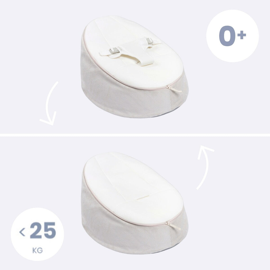 Nærbilde av stoffet på Babynest og sittesekk Seat'n Grow