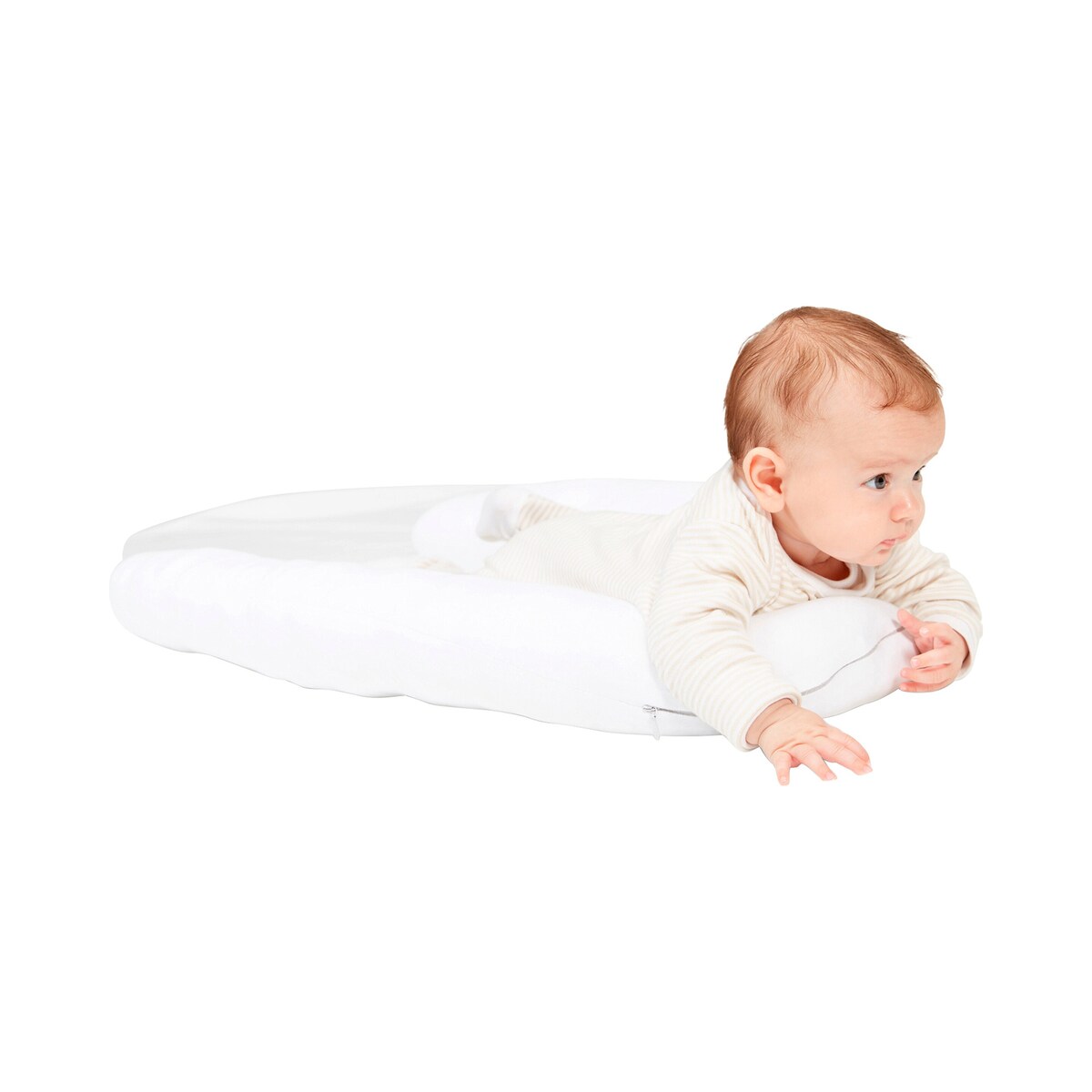 Babynest for utviklingsstøtte justerbar 170 cm montert i seng