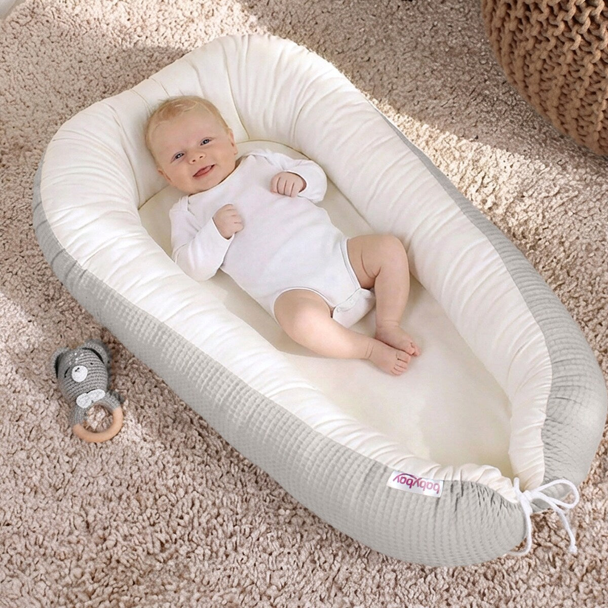 Babynest vaffelpiqué vendbart 90x50 cm bomull - babybay