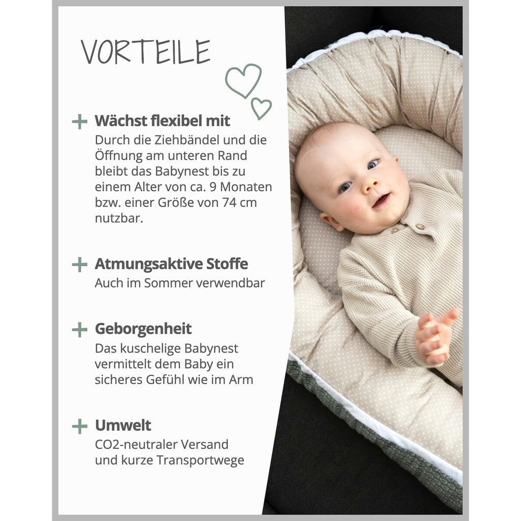 Babynest vendbart design 55x95 cm bomull - Ullenboom