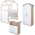 Babyromsmøbler Cabane 3 deler med husseng og garderobe bakside