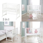 Babyseng og bedside-seng 3-i-1 med barriere og madrass nærbilde av madrass