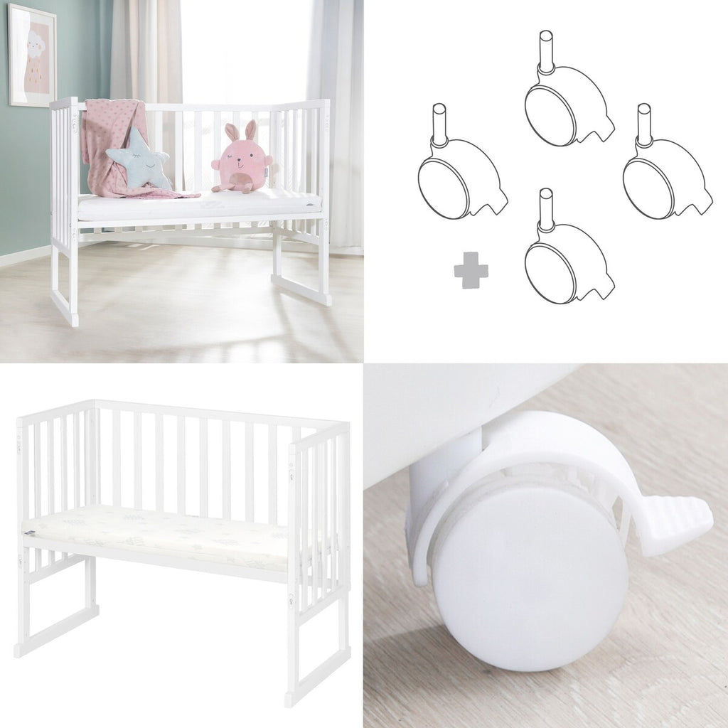 Babyseng og bedside-seng 3-i-1 med barriere og madrass - roba