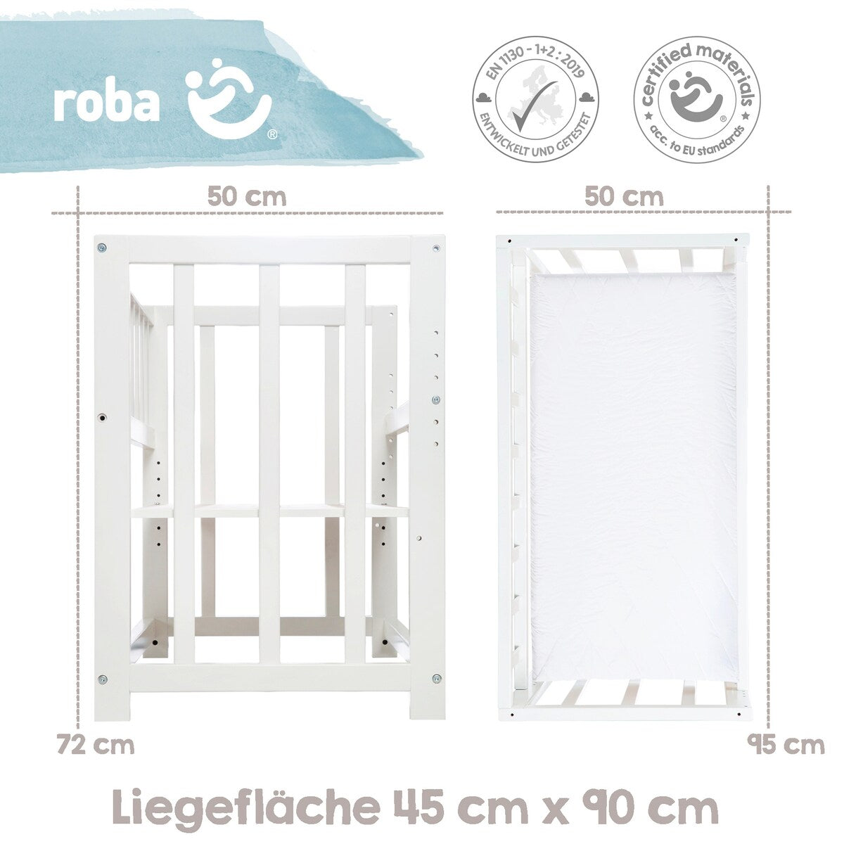 Babyseng 4-i-1 Indibär med vugge og bedside-funksjon med sengesett