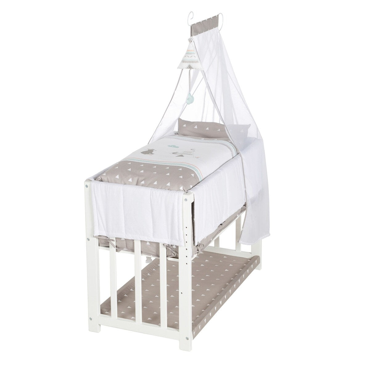 Babyseng 4-i-1 Indibär med vugge og bedside-funksjon bakside