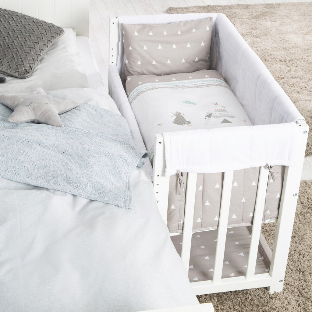 Babyseng 4-i-1 Indibär med vugge og bedside-funksjon med himmel