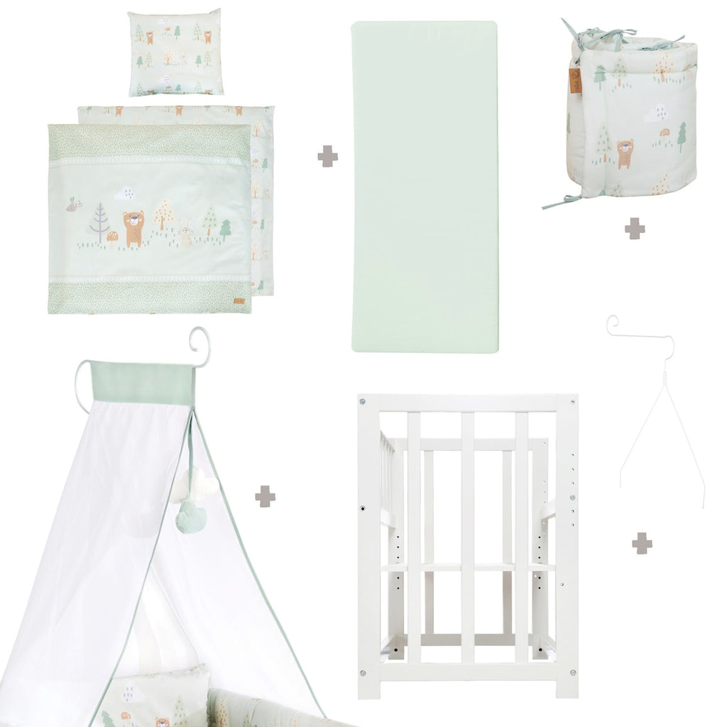 Babyseng 4-i-1 Woodland Buddies 45x90 cm festestropp for sikkerhet