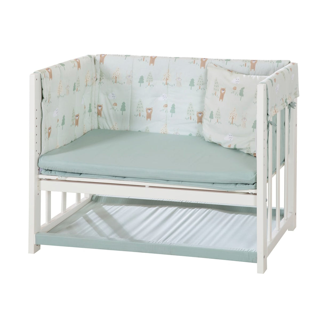 Babyseng 4-i-1 Woodland Buddies 45x90 cm montert med tekstiler