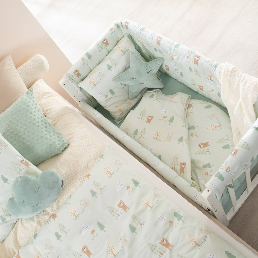 Babyseng 4-i-1 Woodland Buddies 45x90 cm justerbar høyde