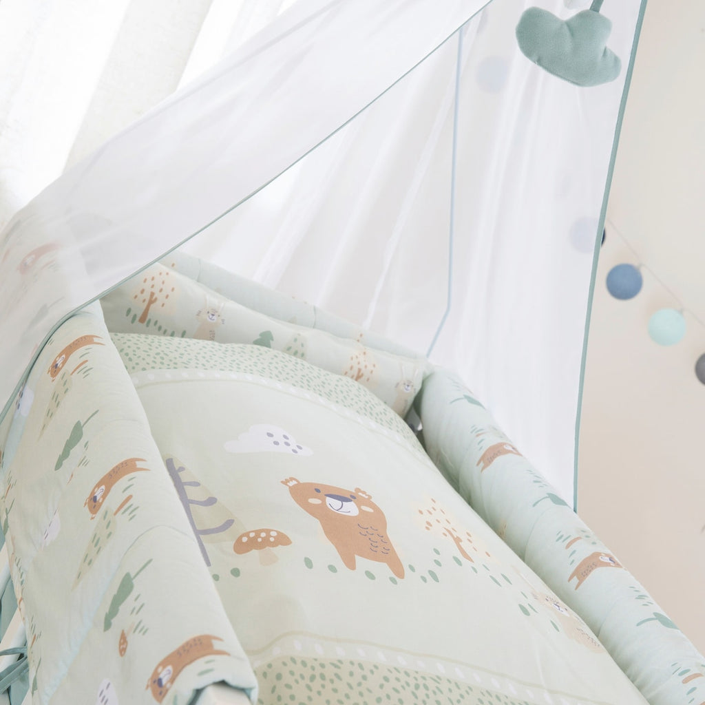 Babyseng 4-i-1 Woodland Buddies 45x90 cm som sittebenk
