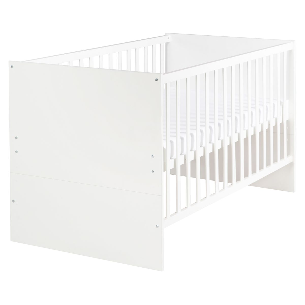 Babyseng Anton 70 x 140 cm med 3 høydeinnstillinger, hvit forfra