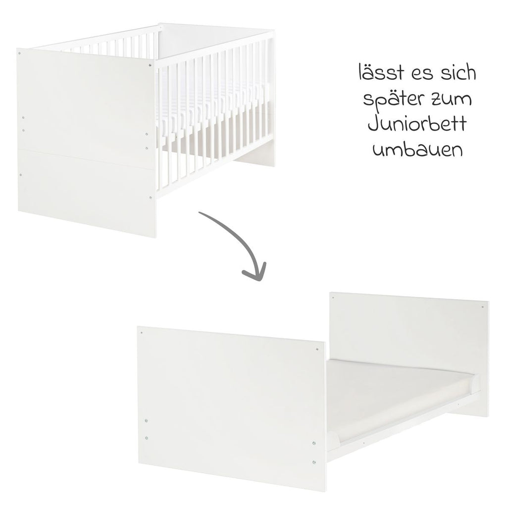 Babyseng Anton 70 x 140 cm med 3 høydeinnstillinger, hvit bakside