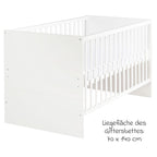 Babyseng Anton 70 x 140 cm med 3 høydeinnstillinger, hvit detalj av spiler