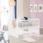 Babyseng Anton 70 x 140 cm med 3 høydeinnstillinger, hvit justerbar liggeflate