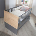 Montert Babyseng og bedside crib 60x120 cm Anna 2-i-1 med madrass