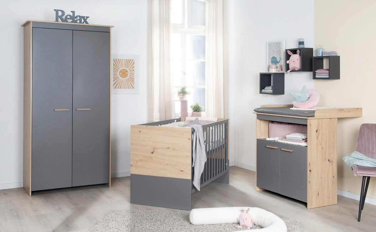Babyseng og bedside crib 60x120 cm Anna 2-i-1 med uttakbare spiler