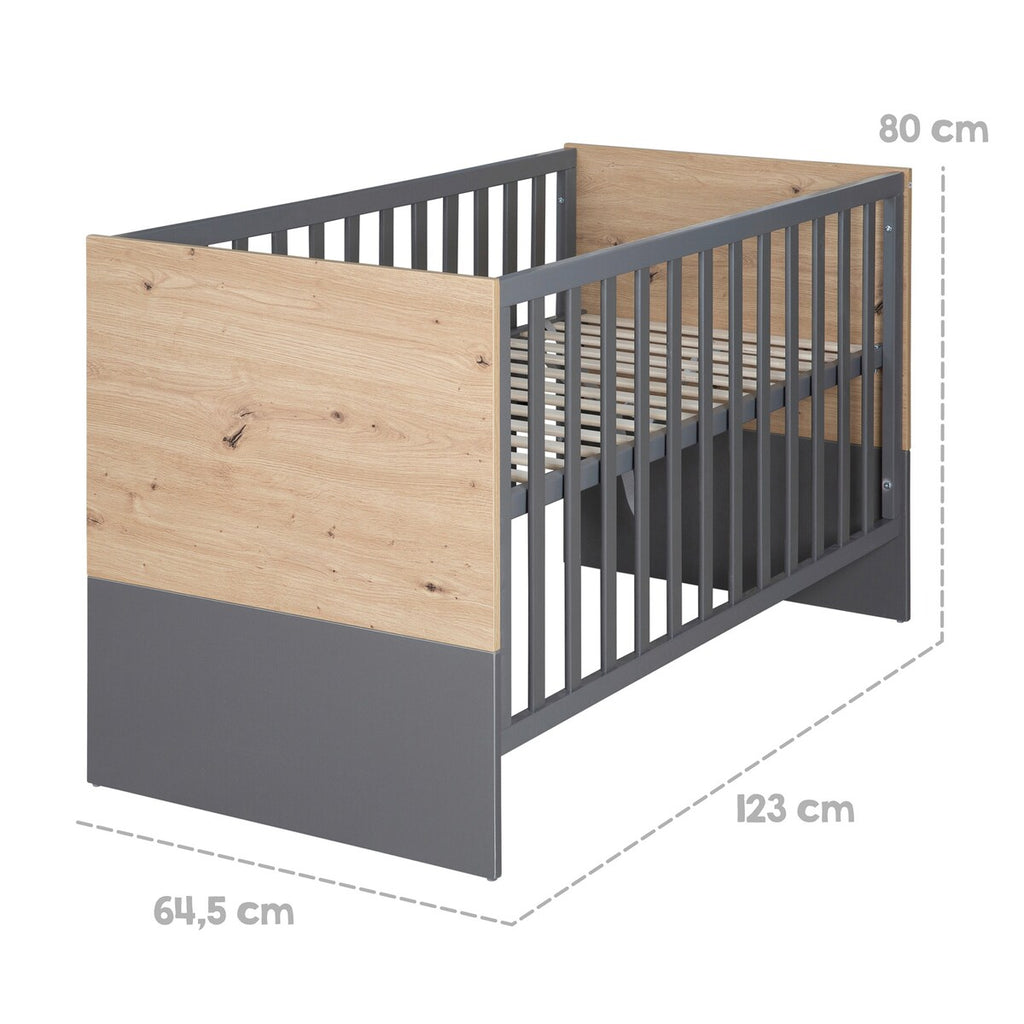 Babyseng og bedside crib 60x120 cm Anna 2-i-1 med stropper