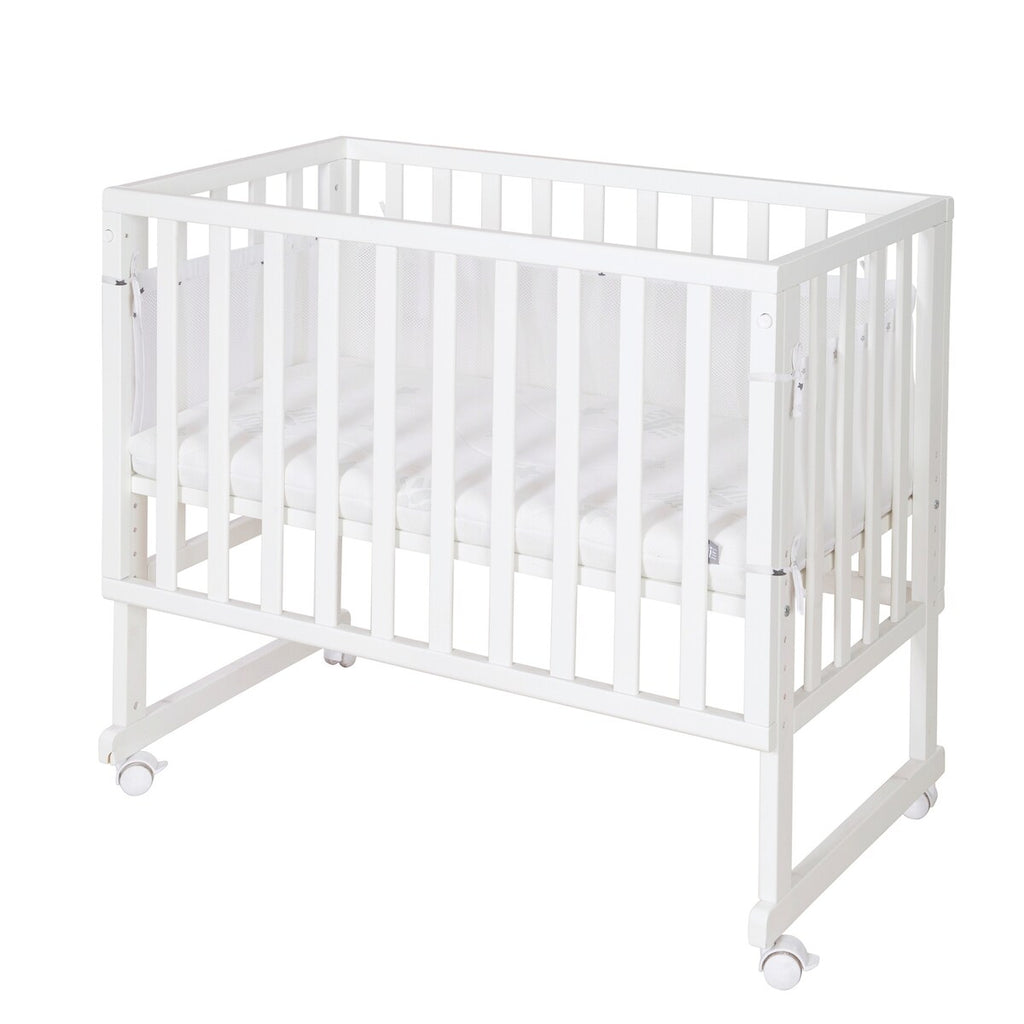 Babyseng og bedside-seng 3-i-1 med barriere Sternenzauber grå - roba forfra