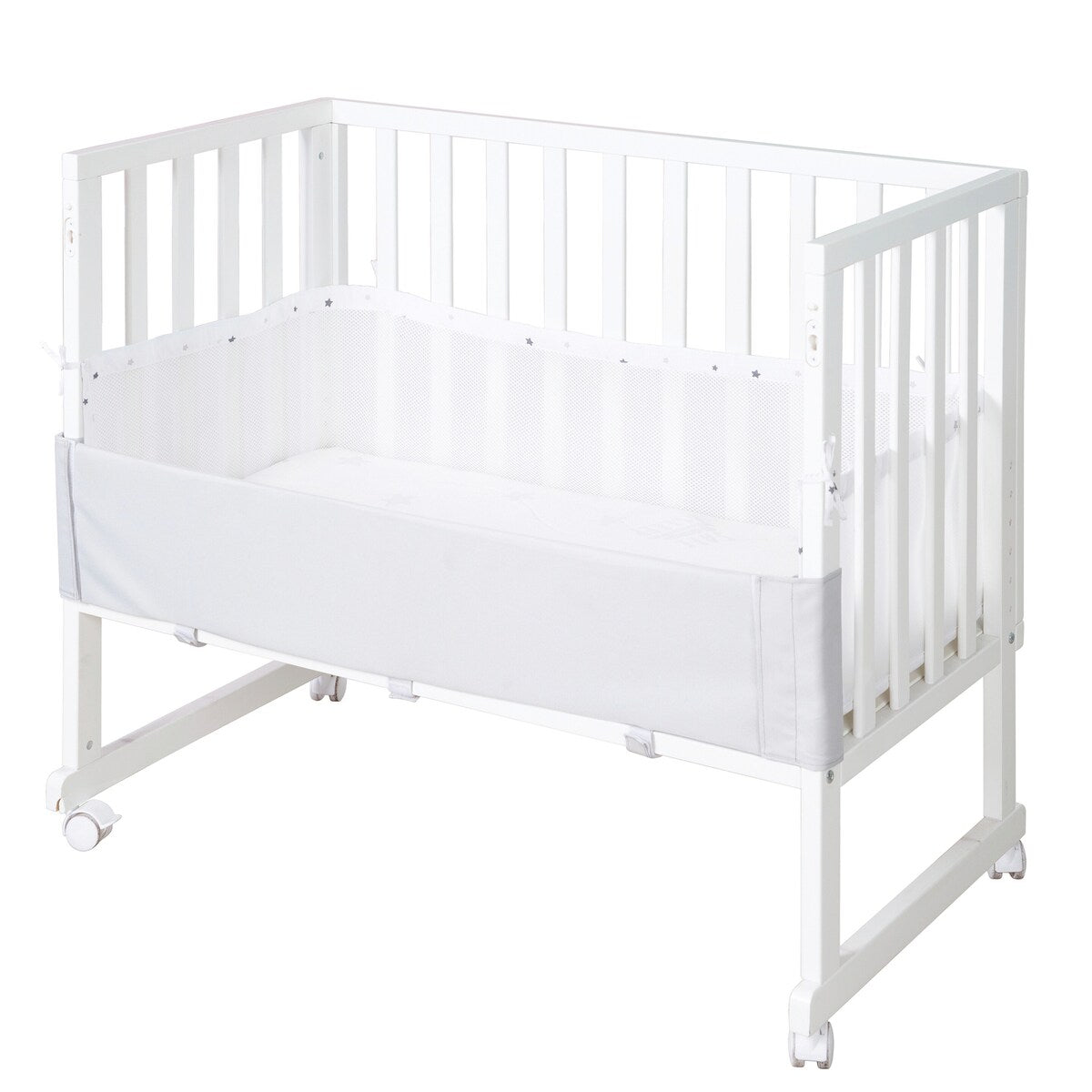 Detalj av barriere på Babyseng og bedside-seng 3-i-1 med barriere Sternenzauber grå - roba