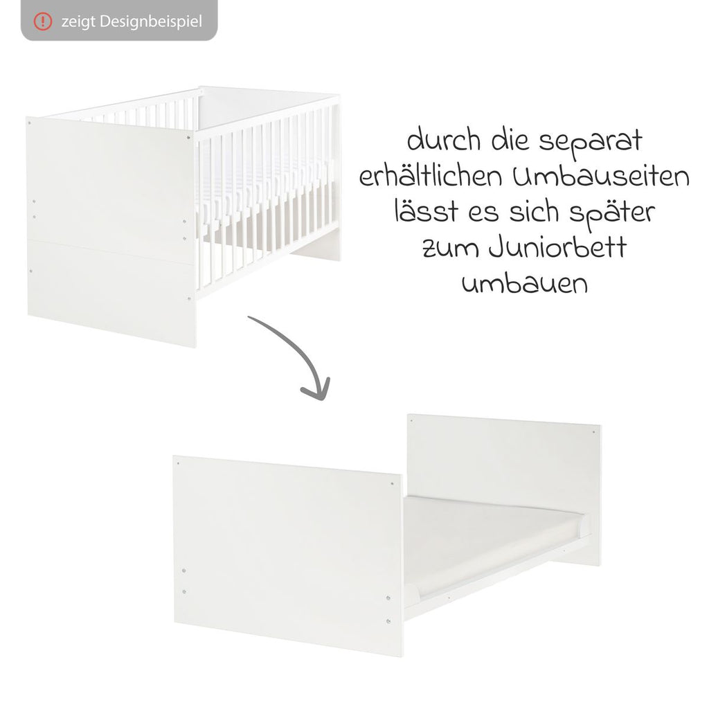 Babyseng Lea 70 x 140 cm med 3 høydeinnstillinger grå bakside