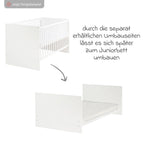 Babyseng Lea 70 x 140 cm med 3 høydeinnstillinger grå bakside