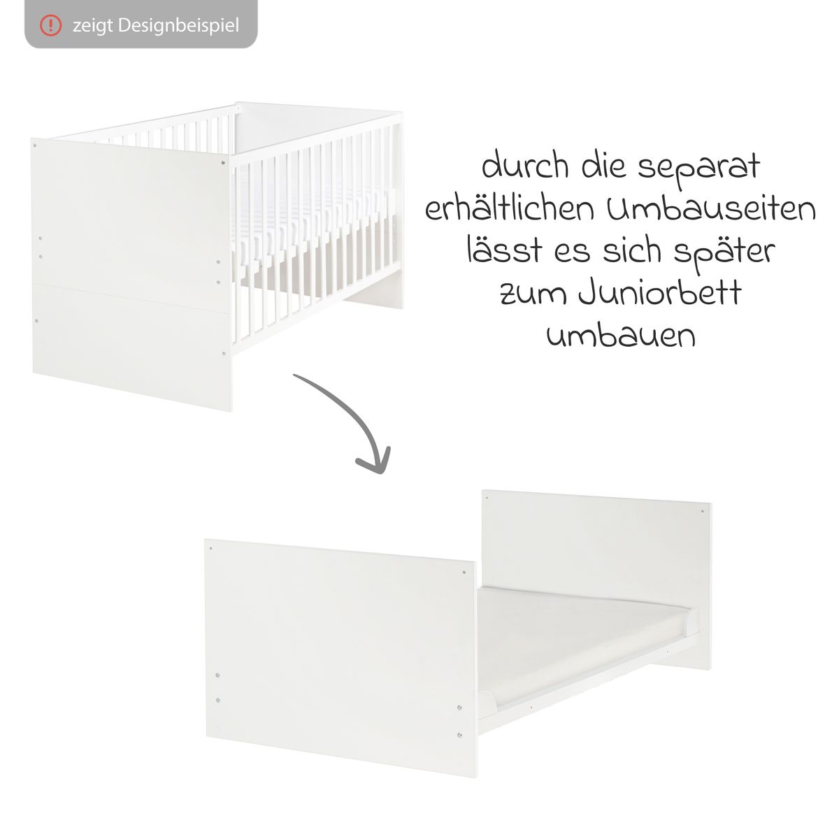 Babyseng Lea 70 x 140 cm med 3 høydeinnstillinger grå bakside