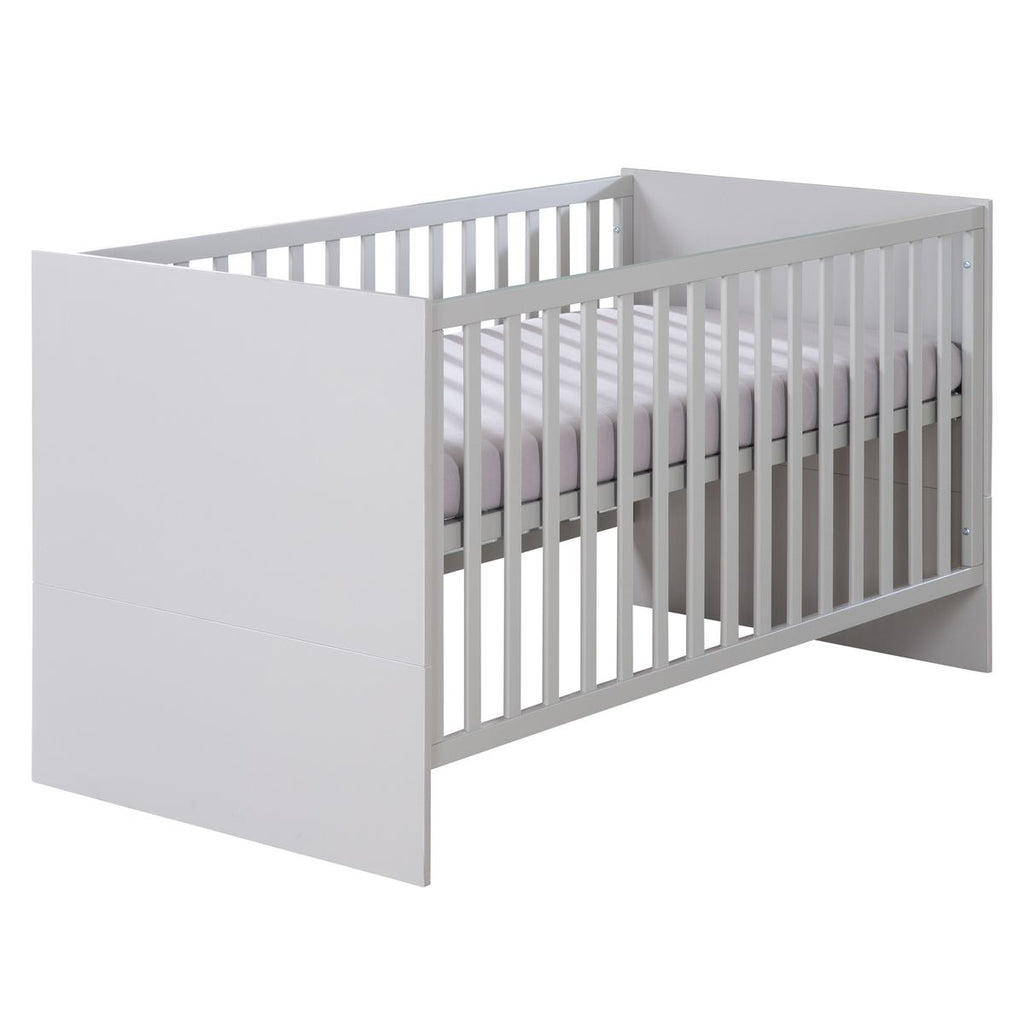 Babyseng Lea 70 x 140 cm med 3 høydeinnstillinger grå forfra